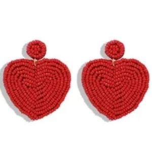 Seed Bead Heart Earrings